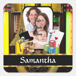 Personalised gambler square sticker