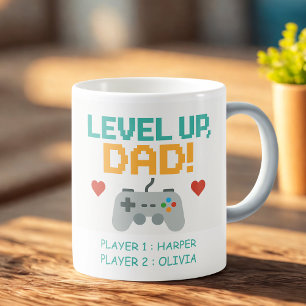 Personalised Gamer Dad   Level Up Dad With Player Coffee Mug