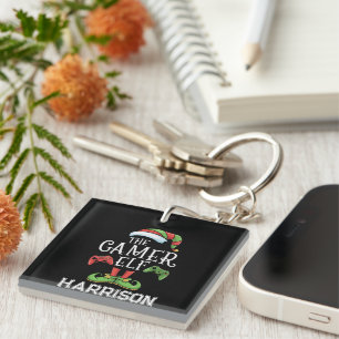 Personalised Gamer Elf Christmas Video Gaming Key Ring