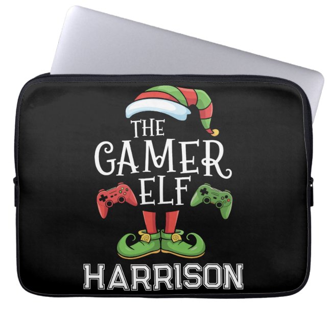 Personalised Gamer Elf Christmas Video Gaming  Laptop Sleeve (Front)