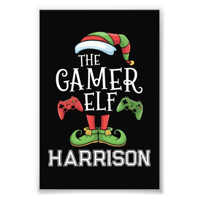 Personalised Gamer Elf Christmas Video Gaming  Photo Print (Front)