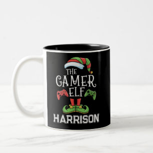 Personalised Gamer Elf Christmas Video Gaming Two-Tone Coffee Mug
