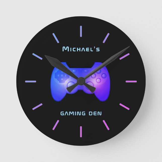 Personalised GAMING DEN Gamers Wall Clock (Front)