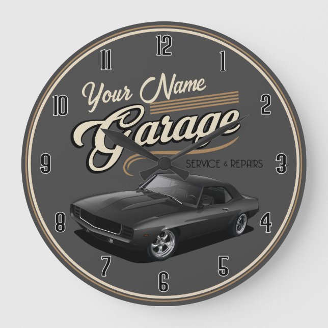 Personalised Garage Large Clock (Front)