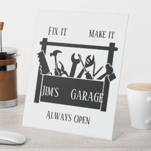 Personalised garage  pedestal sign