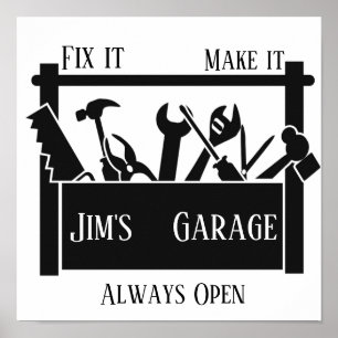 Personalised garage poster