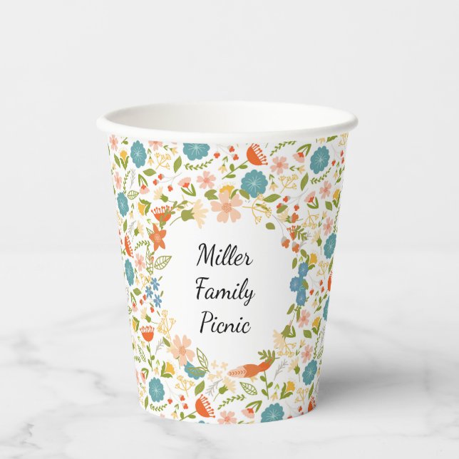 Personalised Garden Party Floral Paper Cup (Front)