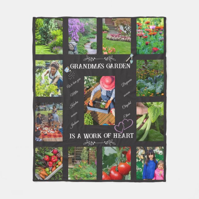 Personalised Garden Photo Text Gardening Lover Fleece Blanket (Front)