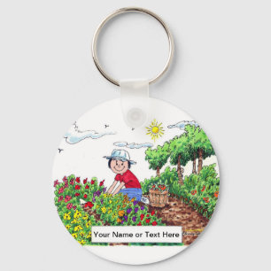 Personalised Gardener - Female Cartoon Key Ring
