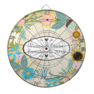 Personalised Garland Floral Wedding Dartboard