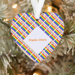 Personalised Gay Pride LGBTQ Tiled Heart Acrylic Ornament