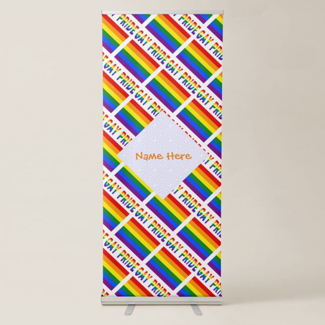 Personalised Gay Pride LGBTQ Tiled  Retractable Banner (Front)
