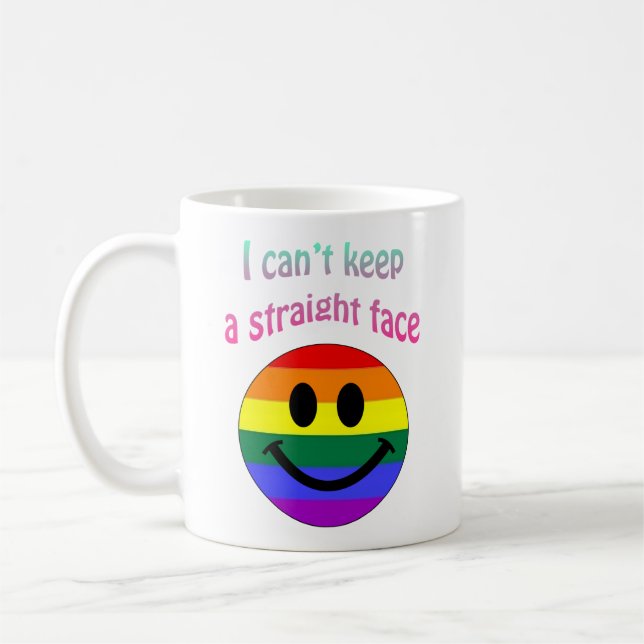 Personalised Gay Pride Straight Face Gift Coffee Mug (Left)