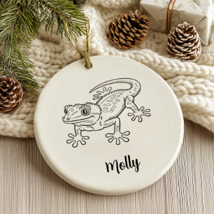 Personalised Gecko Christmas Ceramic Tree Decoration