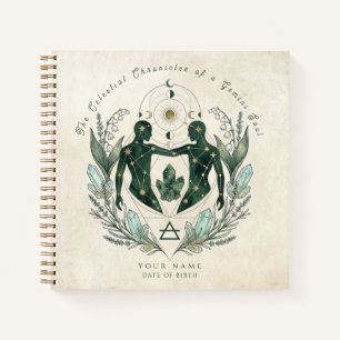 Personalised Gemini Emerald & Gold Zodiac Gift Notebook