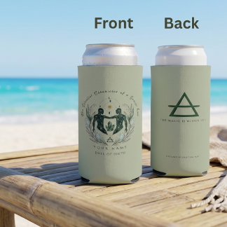 Personalised Gemini Sage Green Zodiac Gift Seltzer Can Cooler