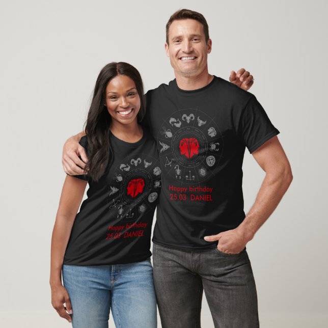 Personalised Gemini Zodiac Birthday Gift T-Shirt (Unisex)