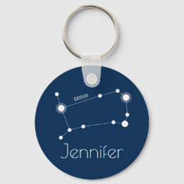 Personalised Gemini Zodiac Constellation Key Ring