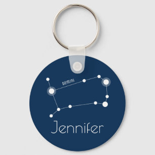 Personalised Gemini Zodiac Constellation Key Ring