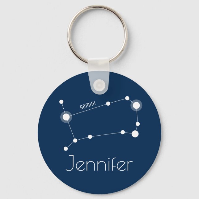 Personalised Gemini Zodiac Constellation Key Ring (Front)