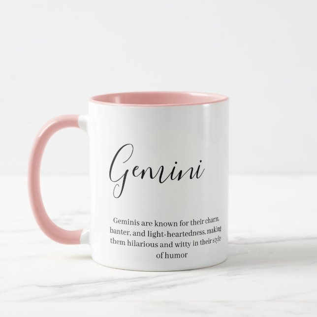 "Personalised Gemini Zodiac sign Name and traits  Mug (Left)