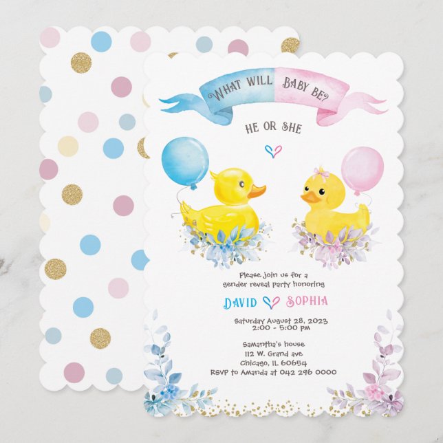 Personalised  Gender Reveal Invitation (Front/Back)