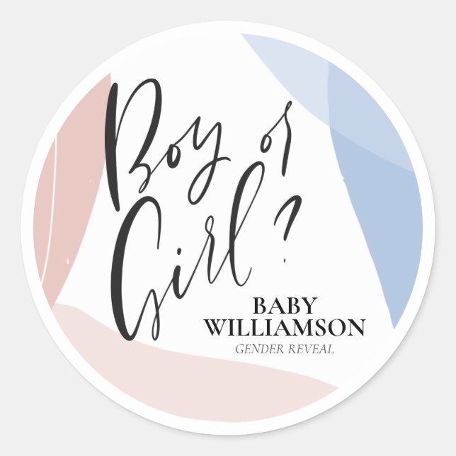 Personalised Gender Reveal Party Decoration Classic Round Sticker (Front)