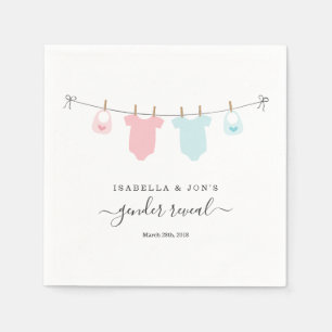 Personalised Gender Reveal Pink & Blue Napkin