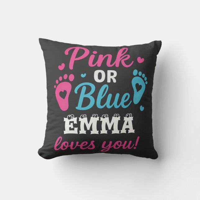 Personalised Gender Reveal Pink or Blue Baby Showe Cushion (Front)