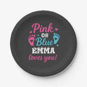 Personalised Gender Reveal Pink or Blue Baby Showe Paper Plate