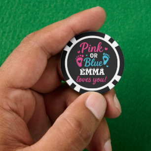 Personalised Gender Reveal Pink or Blue Baby Showe Poker Chips