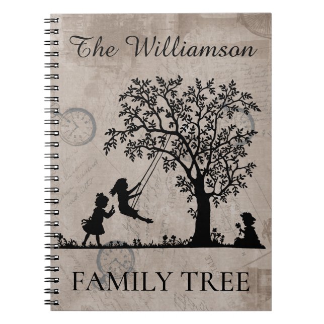 Personalised Genealogy Vintage Family Tree Notebook (Front)