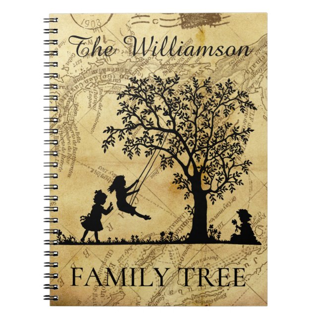 Personalised Genealogy Vintage Family Tree Notebook (Front)