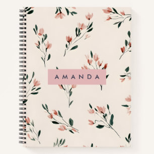 Personalised Gentle Pink Blossom Style Notebook