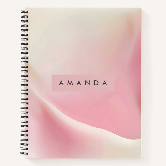 Personalised Gentle Pink Silk Wave Design Notebook (Front)