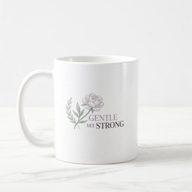 Personalised Gentle Yet Strong Nurse Botanical Coffee Mug (Left)