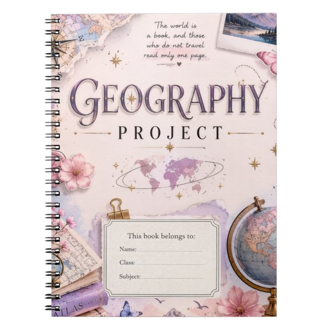 Personalised Geography Project Notebook | Vintage  (Front)