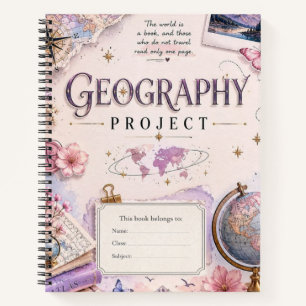 Personalised Geography Project Notebook Vintage