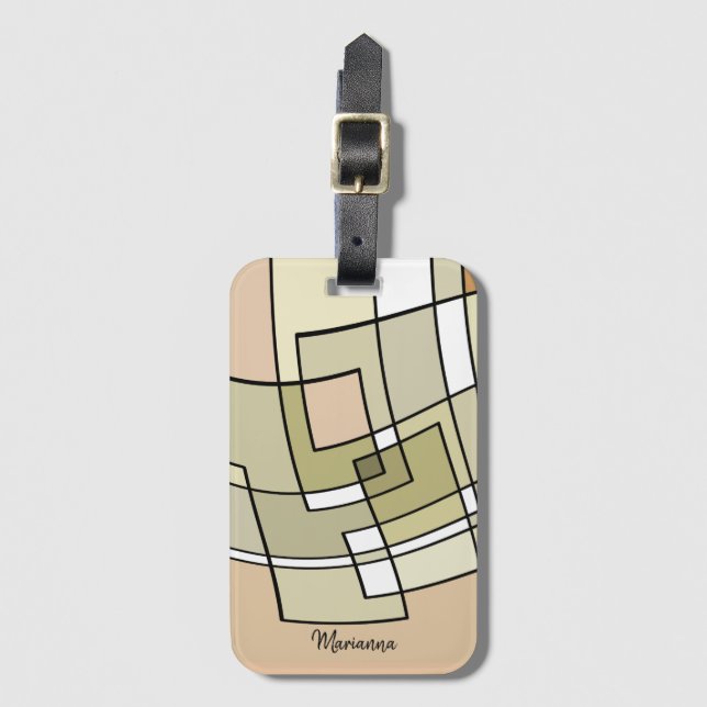 Personalised Geometric Abstract Art Luggage Tag (Front Vertical)