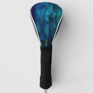 Personalised Geometric Blue and Teal Pattern Golf Head Cover