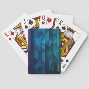 Personalised Geometric Blue and Teal Pattern Playing Cards