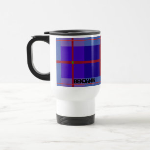 Personalised Geometric Blue/Red Stylish Travel Mug