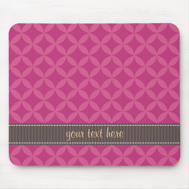Personalised Geometric Diamonds Pink Flambé Mouse Mat (Front)