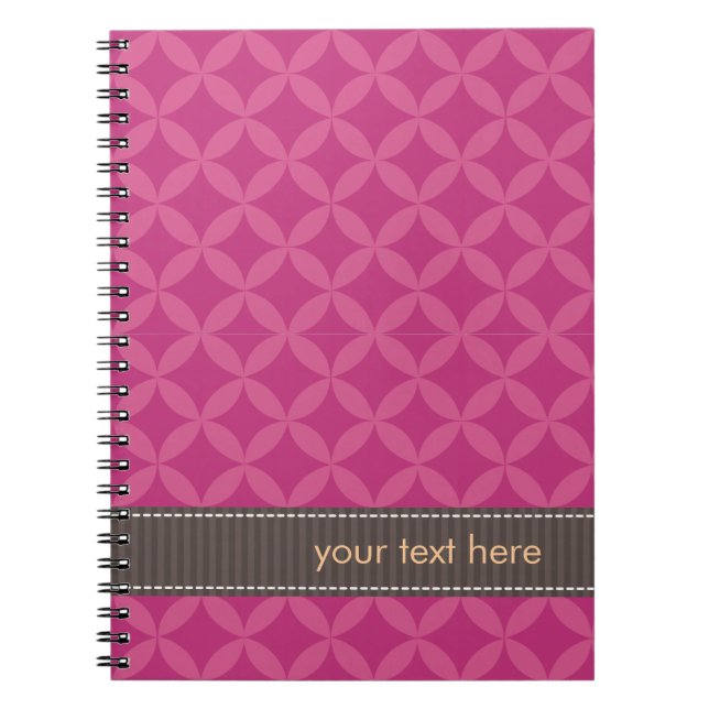 Personalised Geometric Diamonds Pink Flambé Notebook (Front)