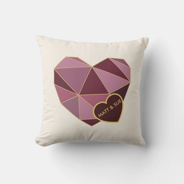Personalised Geometric Heart Square Pillow (Front)