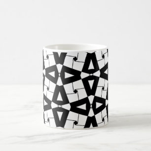 Personalised Geometric Pattern Black & White Coffee Mug