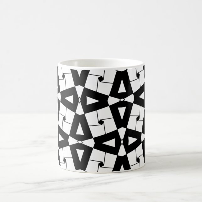 Personalised Geometric Pattern Black & White Coffee Mug (Center)