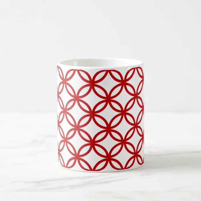 Personalised Geometric Pattern Red & White Coffee Mug (Center)