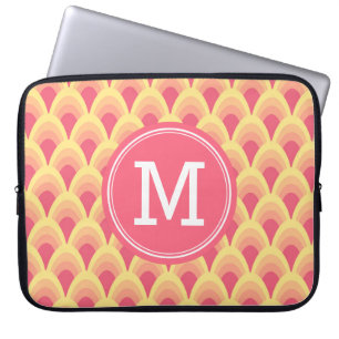 Personalised Geometric Pink Blush Monogram Laptop Sleeve