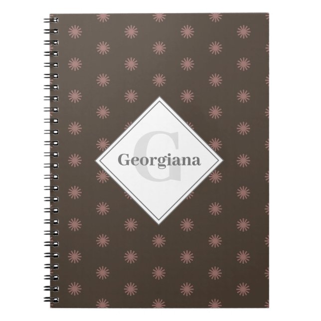 Personalised Geometric Warm Neutral Brown Suns Notebook (Front)